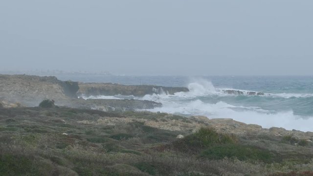 Splashing waves at the coast