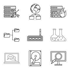 Book icons set, outline style