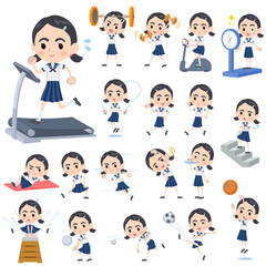 Sailor suit Thick eyebrows girl_Sports & exercise