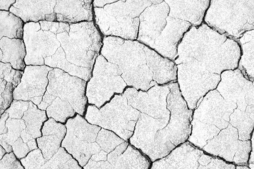 Black and white image of crack soil texture background