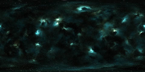 Deep space, stars and nebula, 360 degrees panorama, HDRI high resolution environment map