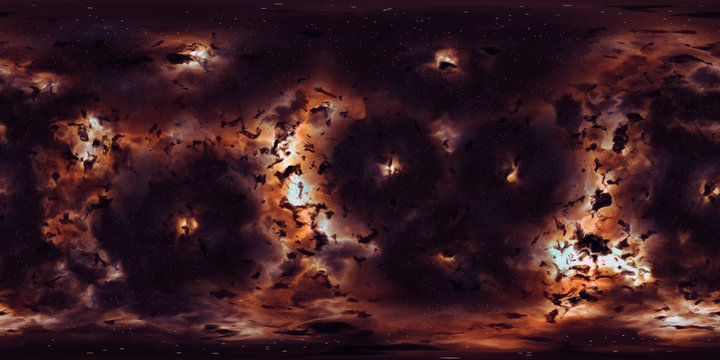 Deep space, stars and nebula, 360 degrees panorama, HDRI high resolution environment map