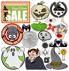 Halloween Characters and Elements Set