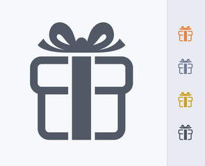 Gift Box - Carbon Icons. A professional, pixel-aligned icon designed on a 32 x 32 pixel grid and redesigned on a 16 x 16 pixel grid for very small sizes.
