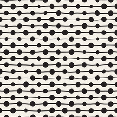 Hand drawn black and white ink abstract seamless pattern. Vector stylish grunge texture. Monochrome scattered shapes paint brush lines