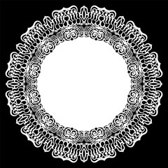 Lace round paper doily, lacy snowflake, greeting element, laser cut  template, doily to decorate the cake,  vector illustrations.