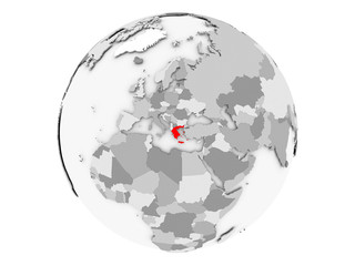 Greece on grey globe isolated