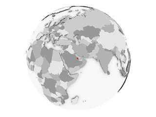 Qatar on grey globe isolated