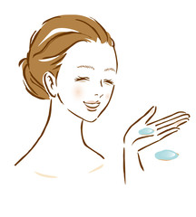 女性　クリーム　美容液　スキンケア