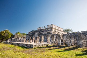 Temple of the Warriors (Templo de los Guerreros). Chichen Itza archaeological site, Yucatan peninsula, Mexico.