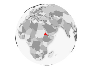 Eritrea on grey globe isolated