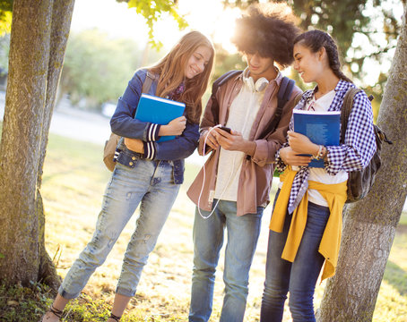 Young students on campus