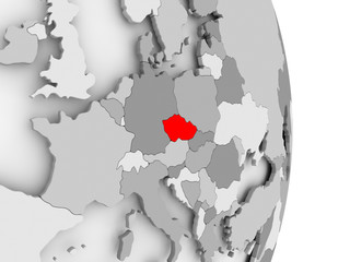 Fototapeta na wymiar Czech republic on grey political globe