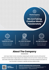 A4 Flyer Template - CIrcle Header - for professional agency or coorporate - Blue Colored