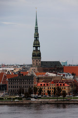 Fototapeta premium Saint Peter church in the center of the old town street architecture travel Europe Baltic countries destinations
