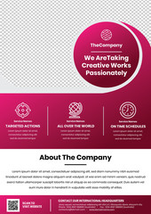 A4 Flyer Template - CIrcle Header - for professional agency or coorporate - Magenta Colored