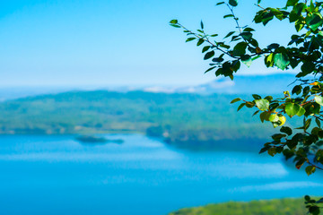 Fototapeta premium Blue lake background