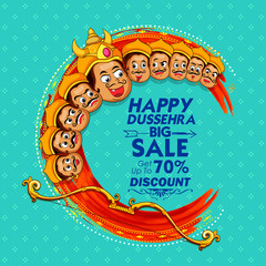 Raavana with ten heads for sale promotion of Navratri Dussehra festival of India poster