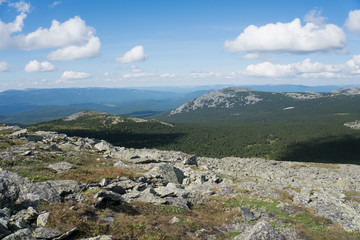 Fototapeta na wymiar Mountain landscape in the vicinity of Mount Iremel.