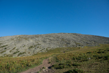 Mountain landscape in the vicinity of Mount Iremel.