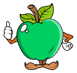Cartoon Apple Showing Thumbs Up