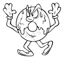 Angry Cartoon Donut Vector Drawing