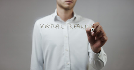 Virtual reality, Man Writing on Glass