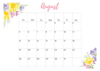 Vintage floral calendar 2018