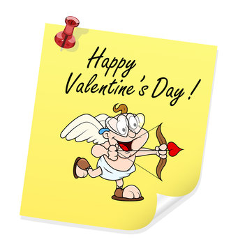 Cute Happy Naughty Valentine Cupid Playing Vector