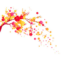 Obraz na płótnie Canvas red autumn,flowers tree , on a white