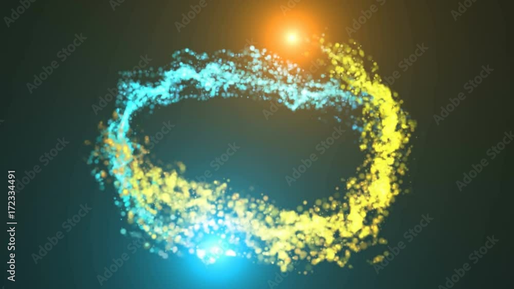 Poster opening intro. light, rotation particles and shockwave. 3d rendered