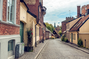 Fototapeta na wymiar Lund, a small old town in Sweden, Scandinavian architecture, city landscape