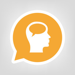 Gelbe Sprechblase - Sprechblase im Kopf