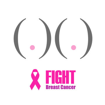 Fight breast cancer- breasts drawn with dots and bracket  