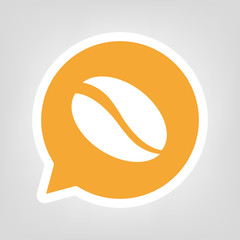 Fototapeta premium Gelbe Sprechblase - Kaffeebohne