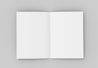 A3 half-fold brochure blank white template for mock up and presentation design. 3d illustration.