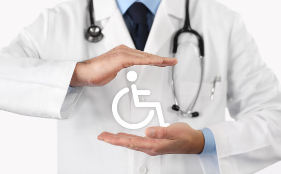hands doctor protect wheelchair symbol