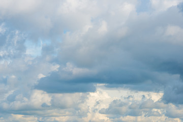 Fototapeta na wymiar White clouds in a blue sky in sunlight in summer 