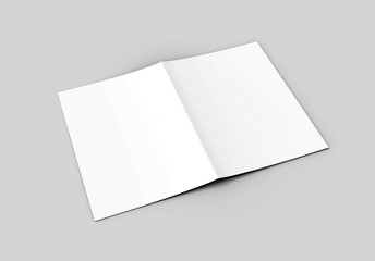 A3 half-fold brochure blank white template for mock up and presentation design. 3d illustration.