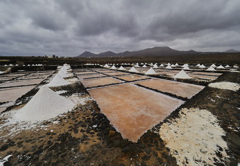 Landmarks of Lanzarote - Salinas de Janubio, main salt production of Canary islands