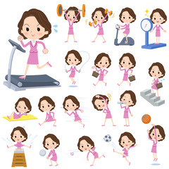 Pink suit business middle aged women_Sports & exercise