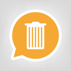 Gelbe Sprechblase - Mülltonne