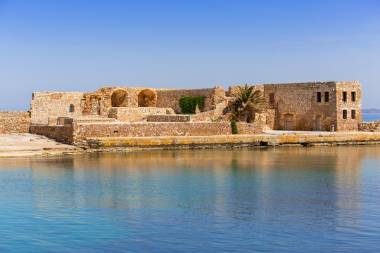 Ruins of the old Venetian port of Chania on Crete, Greece