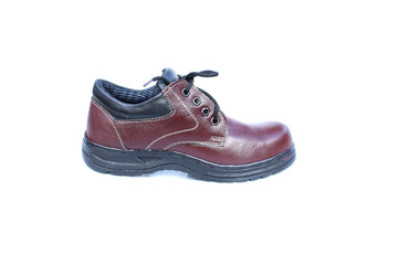 brown safety shoes on isolated