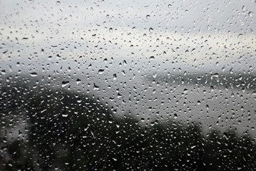 texture of rain drops on glass