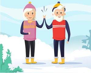 Grandma making a snow angel