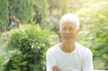 Happy Asian old man at outdoor