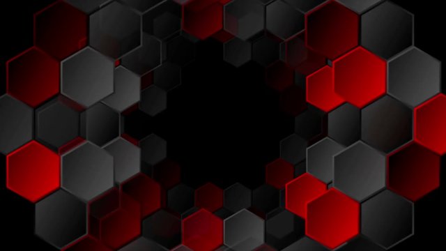 Red and black tech geometric hexagons motion design. Video animation Ultra HD 4K 3840x2160