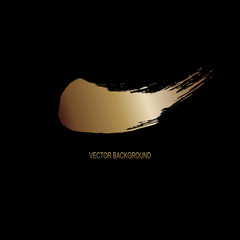 Vector abstract black background with gold brush stroke