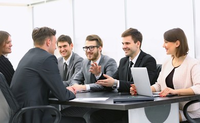 businessman conducting a workshop with business team